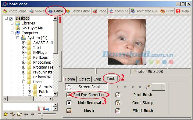 يمكن تحرير واصلاح العيون الحمراء في الصور باستخدام برنامج