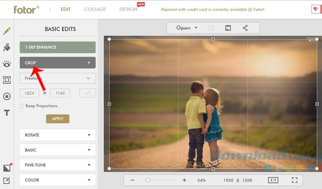 How to resize images on web-based Fotor