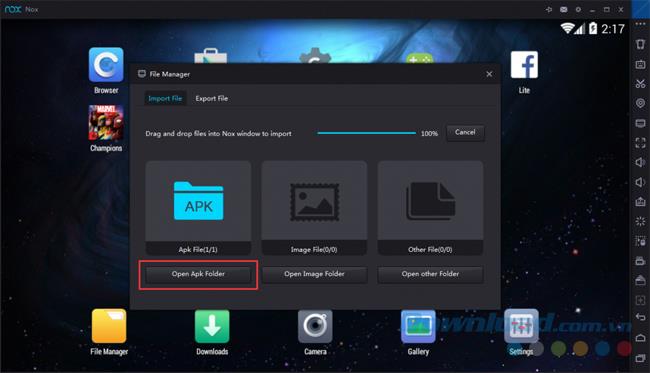 Salin data antara NoxPlayer dan komputer