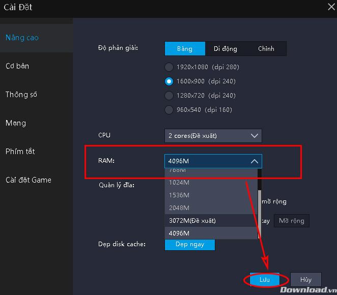 How to set up CPU and RAM on LDPlayer emulator