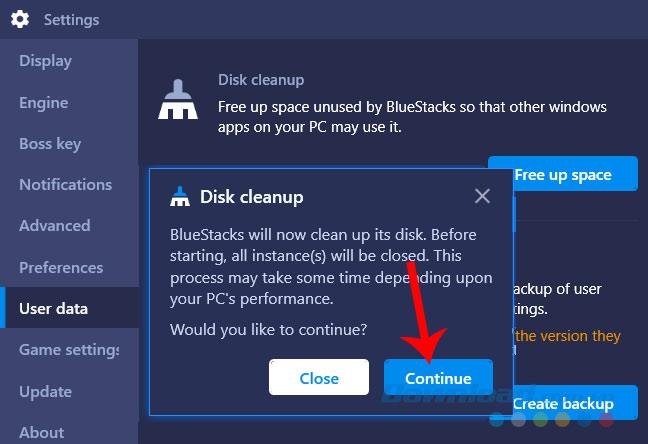 How to restore free space for BlueStacks