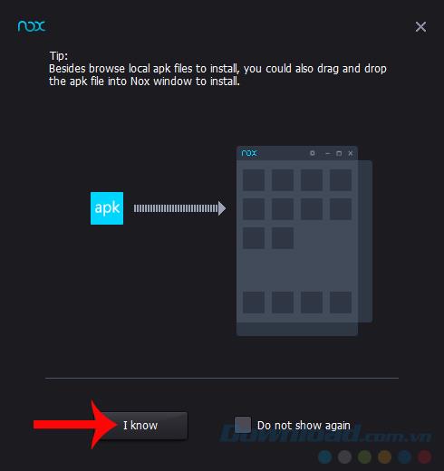 Install the APK file for Nox App Player emulator