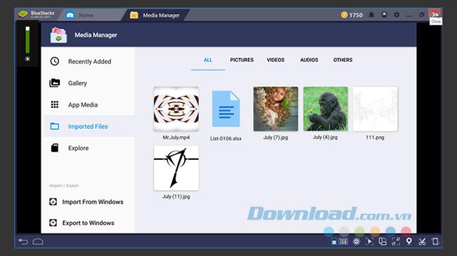 How to upload photos and data from a computer to BlueStacks