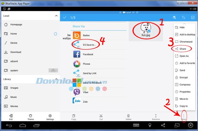 How to upload photos and data from a computer to BlueStacks