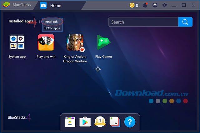 Instructions on how to install the APK file on BlueStacks