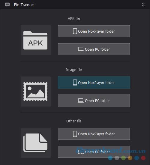 Copy data from the computer to Nox App Player