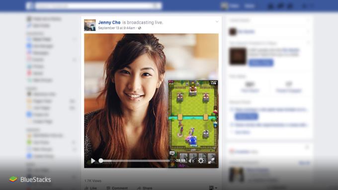 Skrin permainan Live Stream ke Facebook dengan BlueStacks