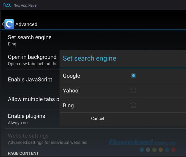 Comment changer le moteur de recherche sur Nox App Player?