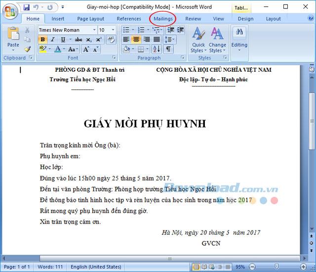 How to mix meeting invitations in Microsoft Word