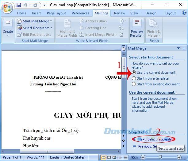 How to mix meeting invitations in Microsoft Word