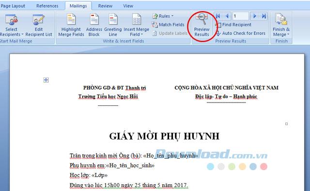 How to mix meeting invitations in Microsoft Word