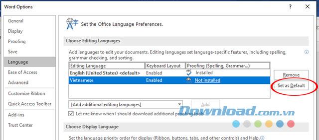 Instructions for changing languages ​​in Microsoft Word