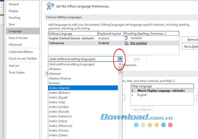 Instructions for changing languages ​​in Microsoft Word