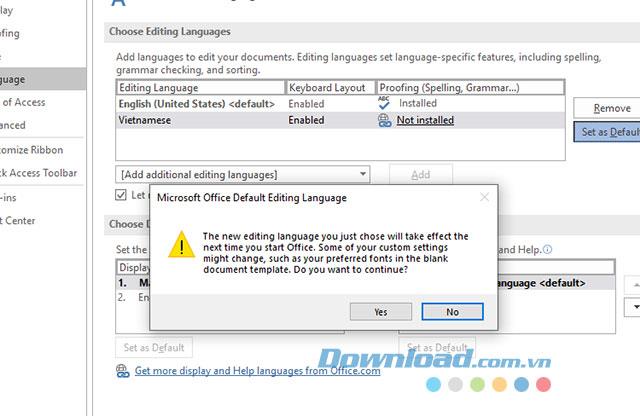 Instructions for changing languages ​​in Microsoft Word