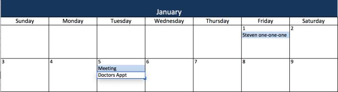 Instructions pour créer le calendrier 2020 dans Excel le plus facilement