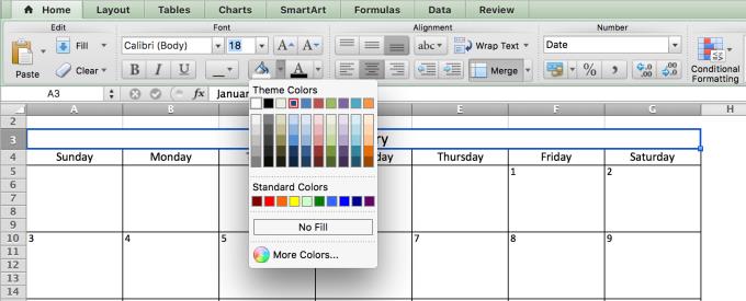 Instructions on how to create calendar 2020 in Excel easiest