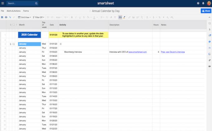 Instructions pour créer le calendrier 2020 dans Excel le plus facilement