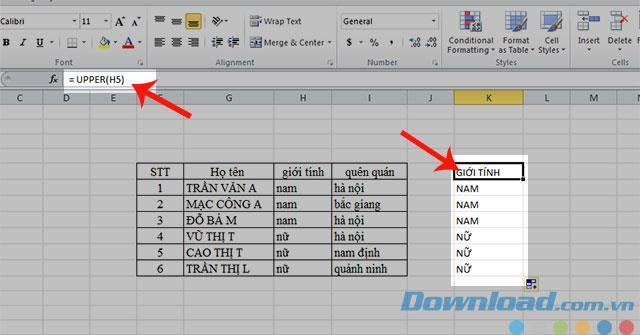 Cara mengubah huruf besar dan kecil di Excel