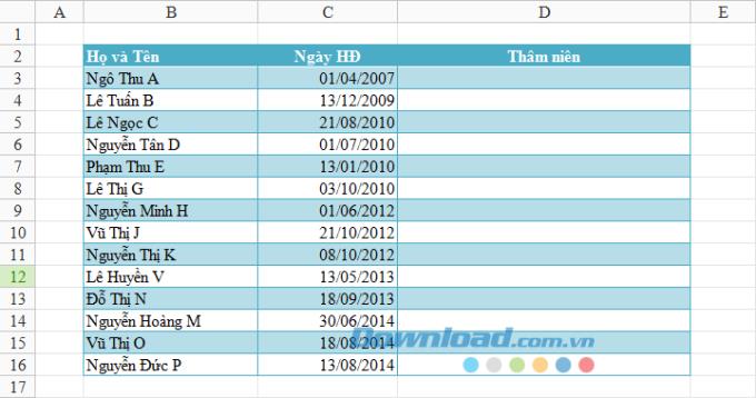 كيفية حساب عمل الأقدمية في جداول بيانات Excel