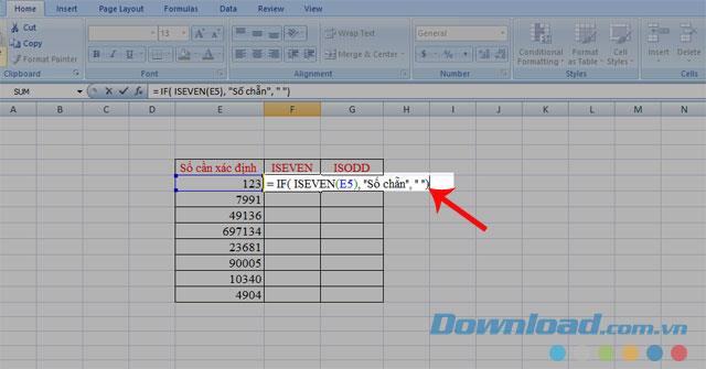 How to determine odd and even numbers in Excel