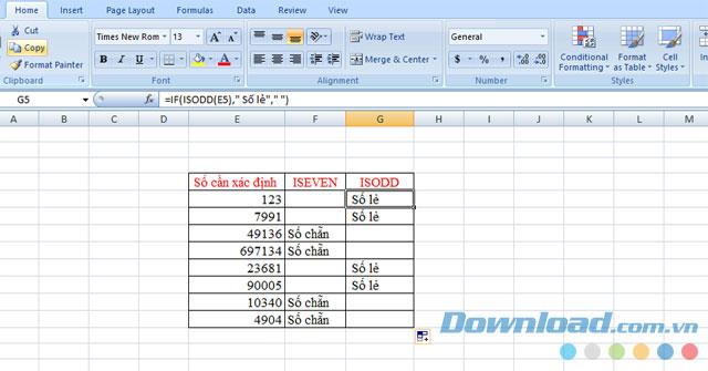 How to determine odd and even numbers in Excel