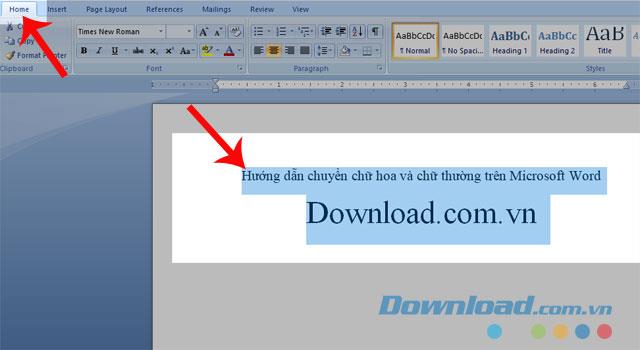 Instructions for converting lowercase and uppercase letters in Word