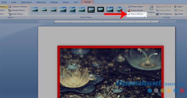 How to create frames and effects for images in Word