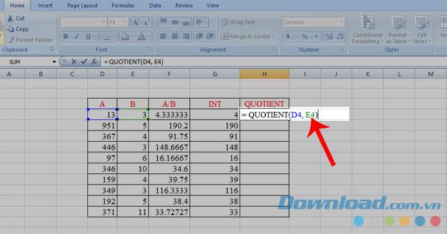 How to get the integer part of a number in Excel