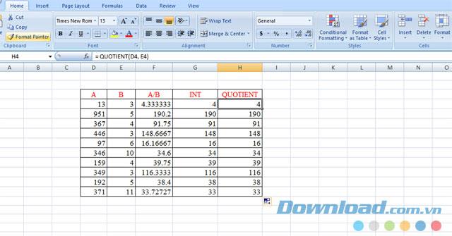 How to get the integer part of a number in Excel