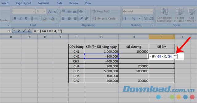 Instructions for separating negative and positive numbers in Microsoft Excel