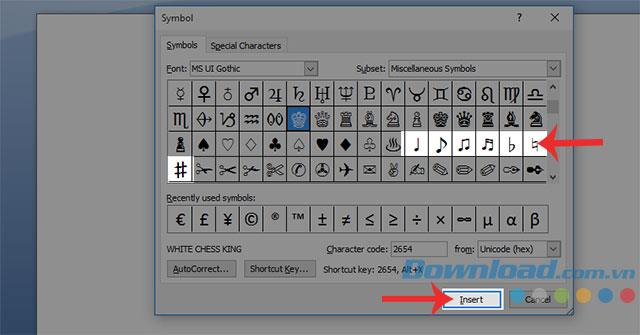 Instrucciones para insertar notas musicales en Word