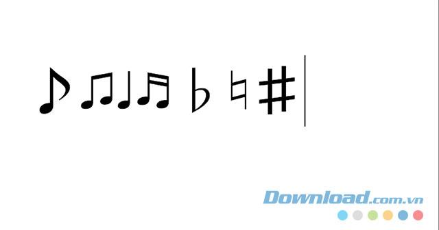 Instructions to insert music notes in Word