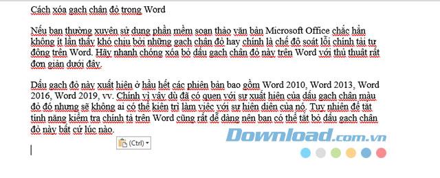 How to delete red underlines in Microsoft Word