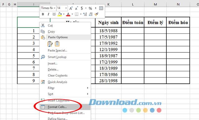 Instructions to add diagonal lines in Excel