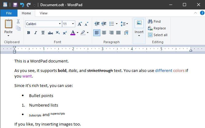 Differences between Notepad and WordPad