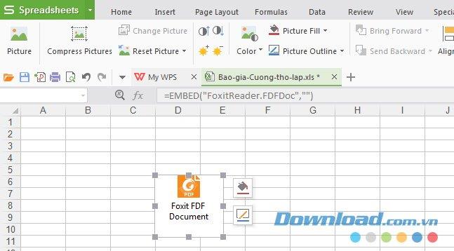 How to insert a PDF file into Excel