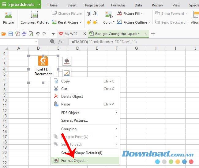 Comment insérer un fichier PDF dans Excel