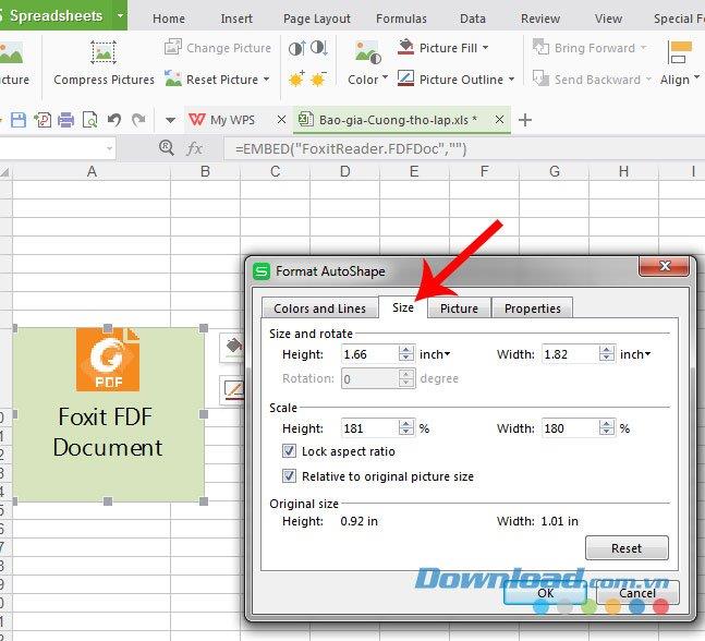 How to insert a PDF file into Excel