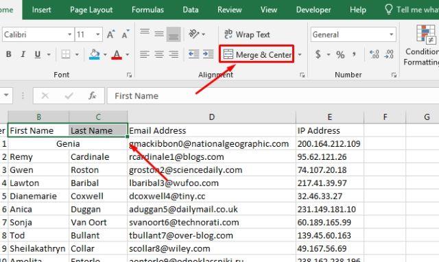 How to merge and unmerge cells in Excel