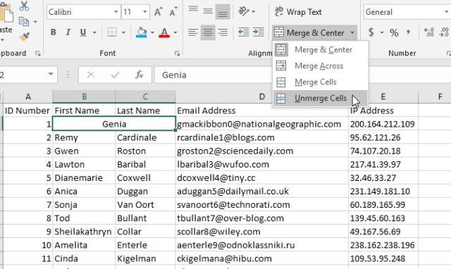 How to merge and unmerge cells in Excel