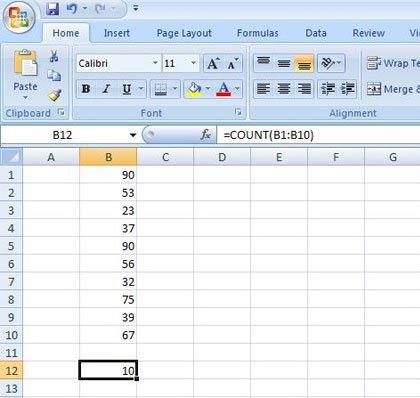 The basic calculation functions in Excel