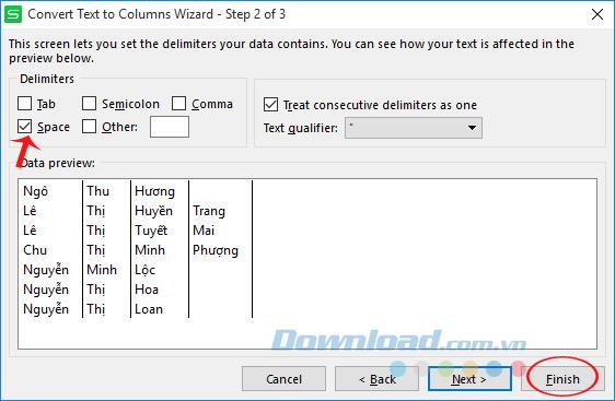 Instructions for separating First and Last Name on Microsoft Excel