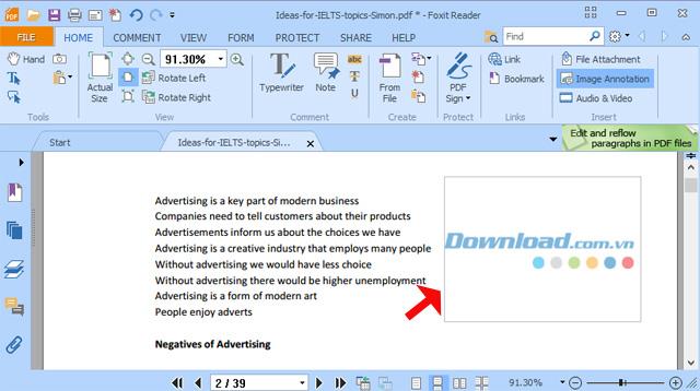 Instrucciones para insertar imágenes en archivos PDF con Foxit Reader