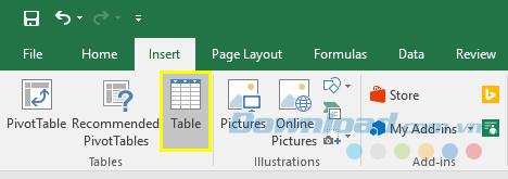 Create charts that automatically update data in Excel 2016