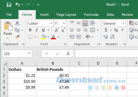 Cara menggunakan simbol mata uang yang berbeda dalam sel tertentu di Excel