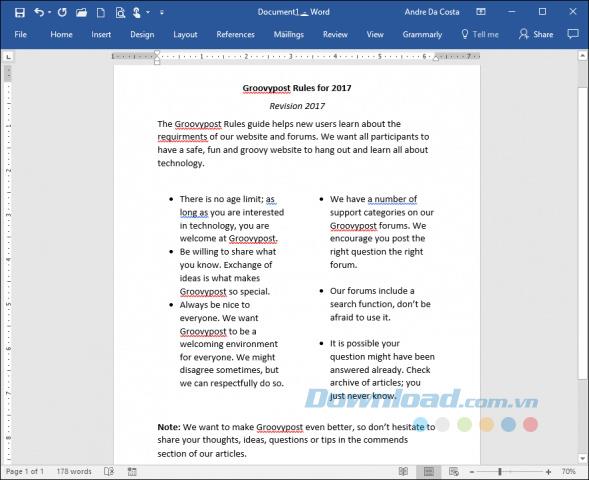Instructions de création et de rupture de colonnes dans Microsoft Word 2016