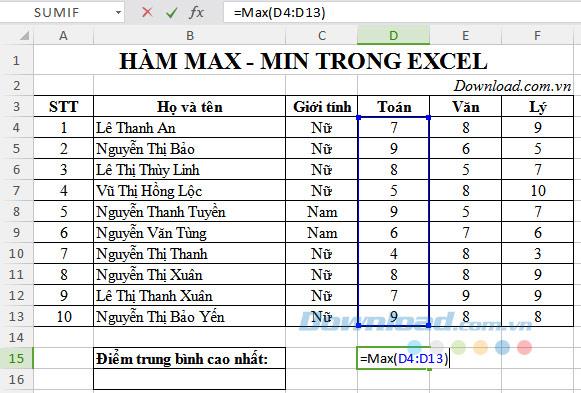Fungsi Maks dan Min - Fungsi untuk nilai maksimum dan minimum di Excel