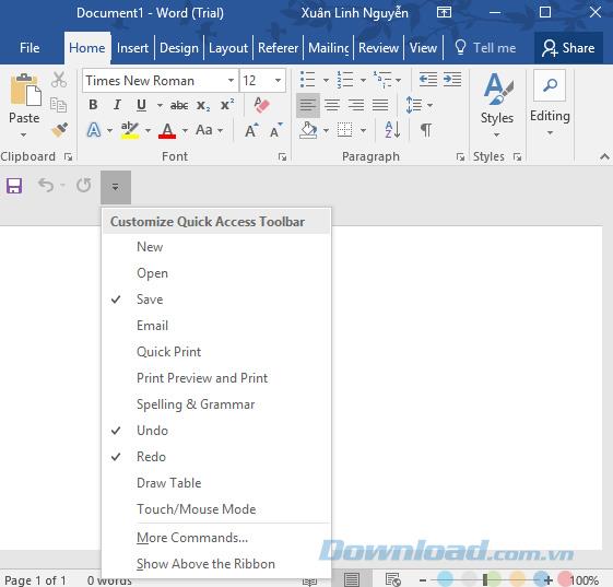 Tips to customize the interface of Microsoft Office 2016