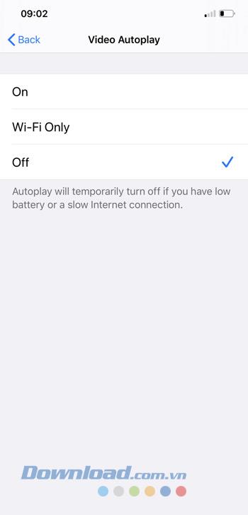 How to turn off the auto-play video feature on iPhone