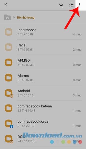 Instructions to create and view hidden folders on Android